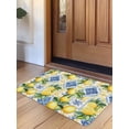 thumbnail image 1 of Botanical Lemon Door Mat&nbsp;Indoor Outdoor Entrance, Non Slip Small Rug for Kitchen Bathroom Entryway Rug, Spring Countryside Floral Blue Tile Washable Doormat Floor Mat 16x24 Inch, 1 of 8