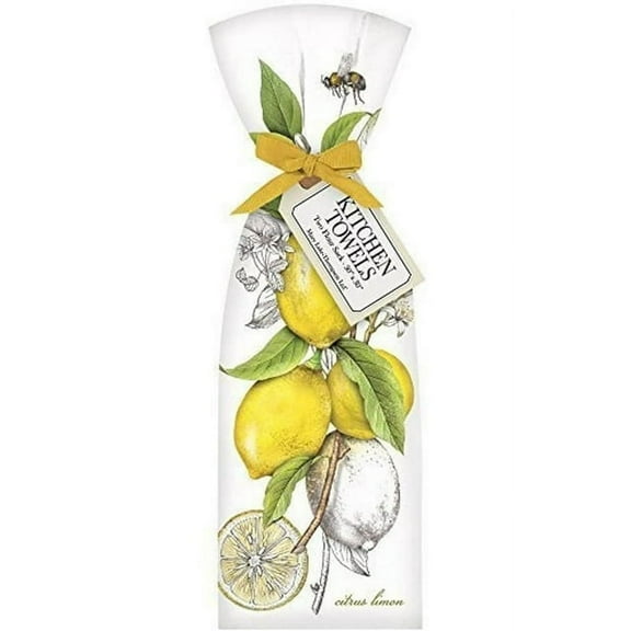 Botanical Lemons Ribbon Tied Flour Sack Towels