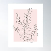 Botanical Line Art, Pink Wall Art, Minimalist Modern Art By Synplus Poster Wall Art, Modern Wall Decor For Living Room Bedroom, 8x12 UNFRAMED