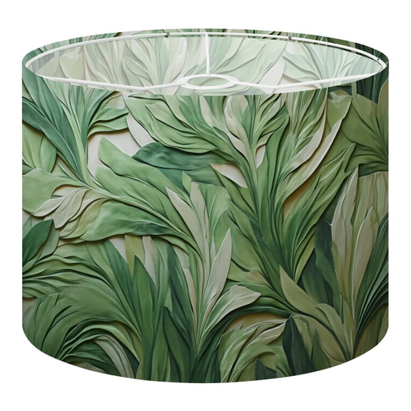 Botanical Linen Drum Lampshades Green Abstract Leaf Layered Textures Tropical 13"x13"x10" Light Shade for Table Lamps Floor Lamp Shades Lampshade Replacement Assembly Required