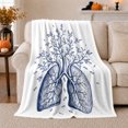 thumbnail image 1 of Botanical Lungs with Branches Leaves and Falling Petals, Serene Anatomy Line Art for Science Lovers, Graduation Gift, Cozy Flannel Blanket for Study Room and Dorm, Artistic Home Decor, 1 of 9