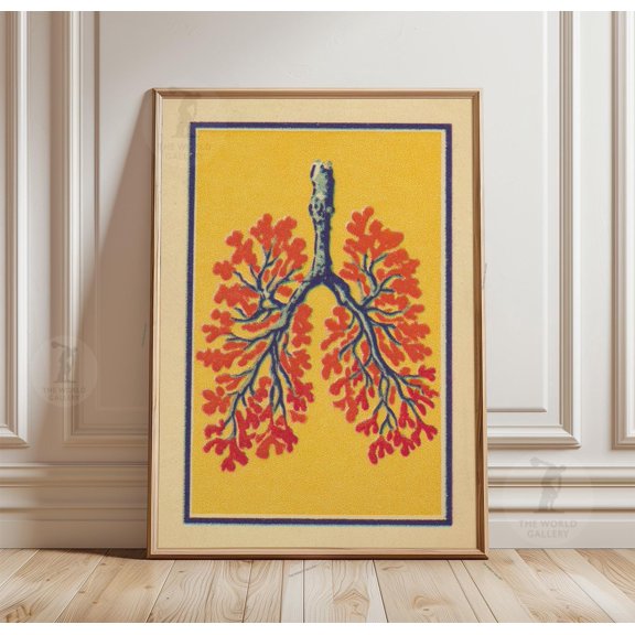 Botanical Lungs Print, Autumn Tree Anatomy Art, Nature, Poster Only