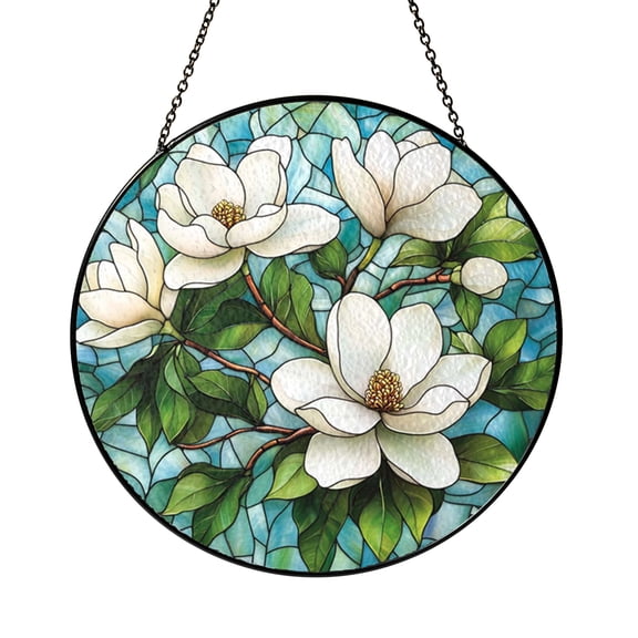 Botanical Magnolia Stained Glass Style Flower Pattern File2001