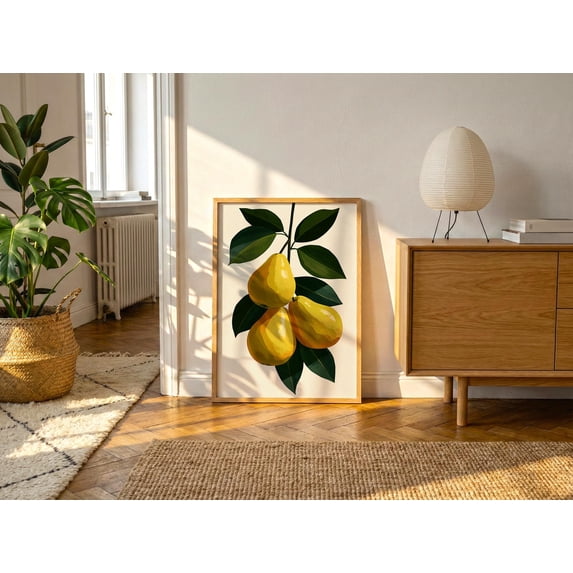 Pear Application Botanical Minimal Pear Mediterranean Modern Gouache Fruit Poster ...