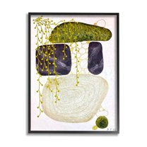 Botanical Mossy Rock Shapes Abstract Graphic Art Black Framed Art Print Wall Art