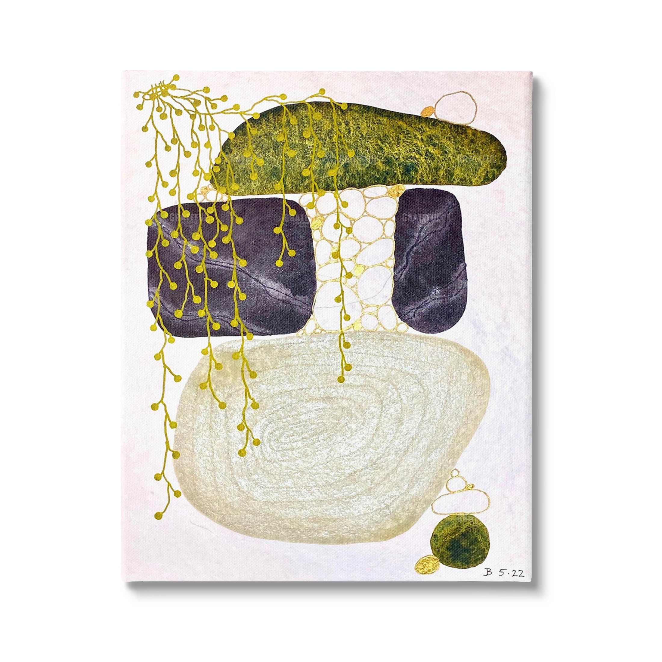 Botanical Mossy Rock Shapes Abstract Graphic Art Gallery Wrapped Canvas Print Wall Art