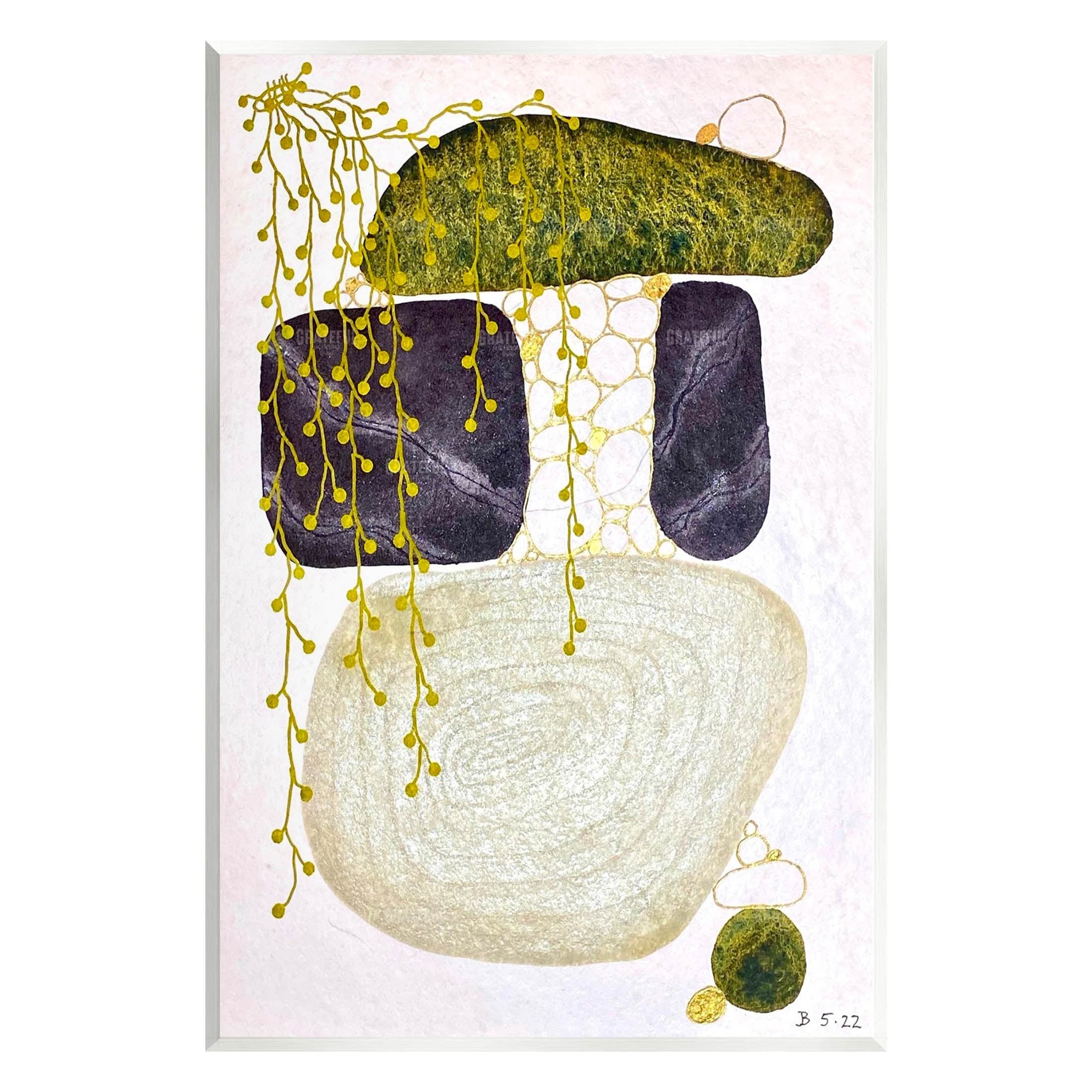 Botanical Mossy Rock Shapes Abstract Graphic Art Unframed Art Print Wall Art