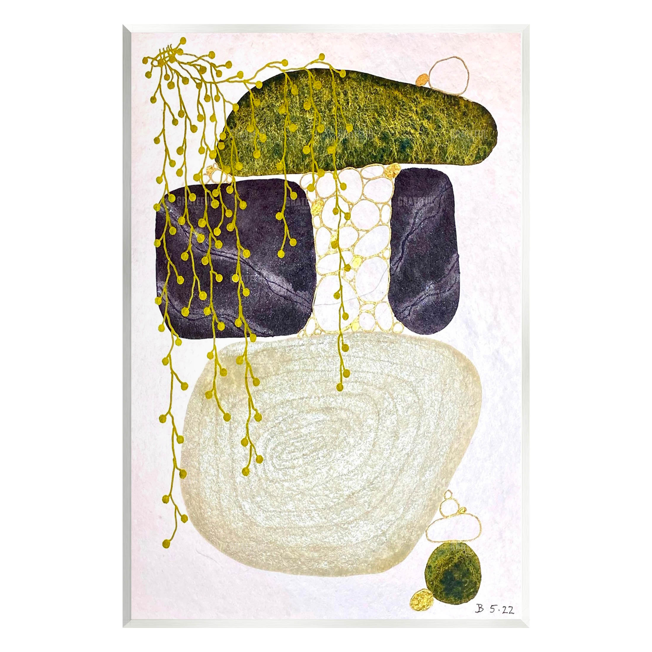 Botanical Mossy Rock Shapes Abstract Graphic Art Unframed Art Print Wall Art