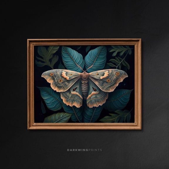 Botanical Moth, Dark Cottagecore Wall Art, Moody Floral Print, Dark Academia Aesthetic, Goblincore Decor, Fairycore Print / G5 Home Decor #1731, 12x18 UNFRAMED