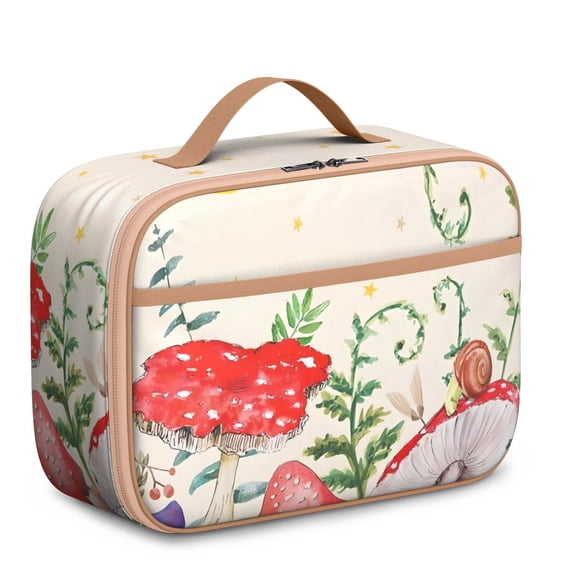 Botanical Mushroom Reusable Lunch Container - Boho Vintage Design, Leakproof Interior & Separate Mesh Compartment, Stylish for Adults/Teens