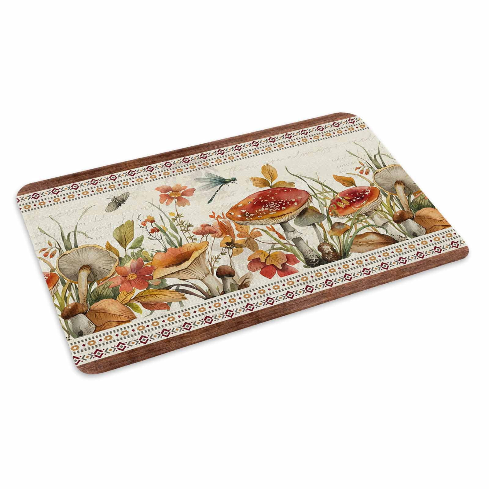 Botanical Mushrooms Doormat Outdoor Entrance 18"x30", Retro Fall Wild ...