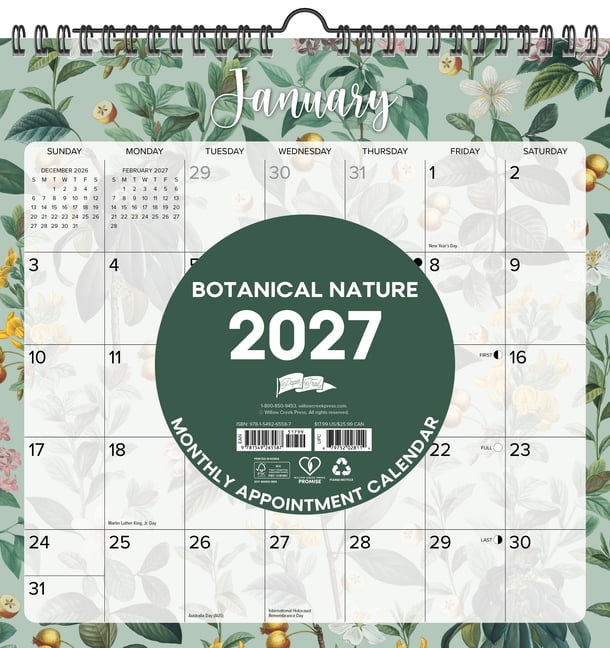 Botanical Nature 2027 12 X 12 Spiral Wall Calendar, (Paperback)