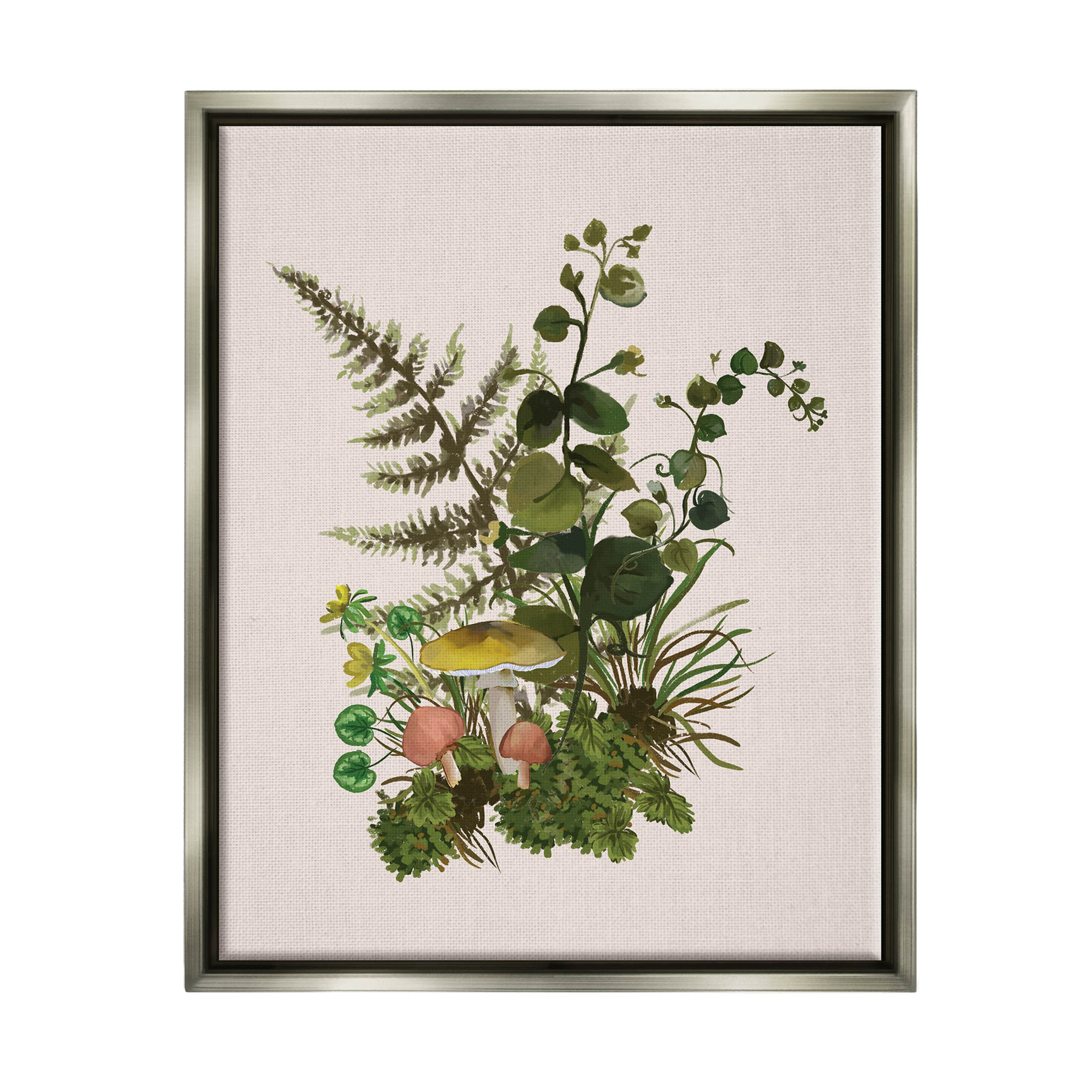 Botanical Nature Mushroom Sprigs Botanical & Floral Graphic Art Luster Gray Framed Art Print Wall Art