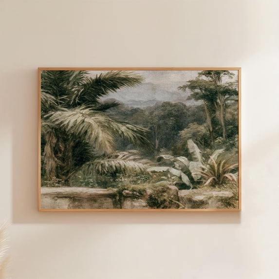 Botanical Neutral Tropical Palm Ruins Paper Coastal Poster , Poster ...