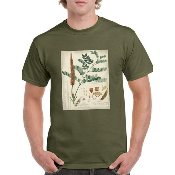 Botanical Notes And Drawings T-Shirt Men -A. Descubes Designs, Male x-Large