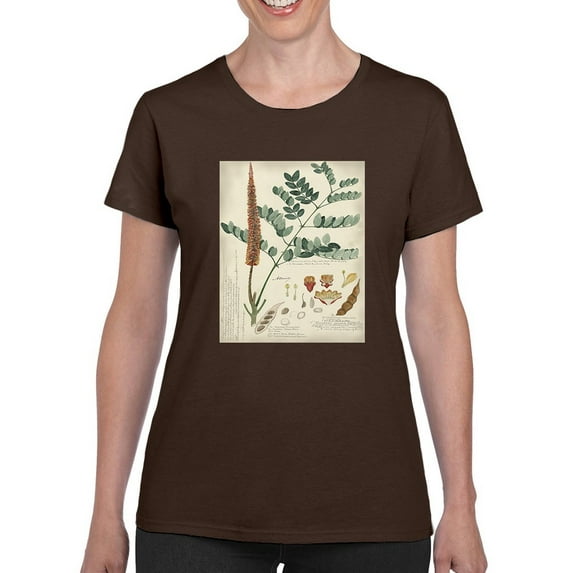 Botanical Notes And Drawings T-Shirt Women -A. Descubes Designs, Female 3X-Large