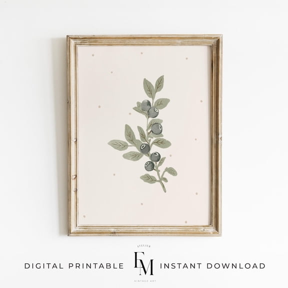 Botanical Nursery Wall Print Berry Nursery Decor Boho Nursery Print Gender Neutral Decor Sage Green Branch Artwork Unisex Baby Shower Gift Home Decor #2393, Unframed Poster Size 8x12
