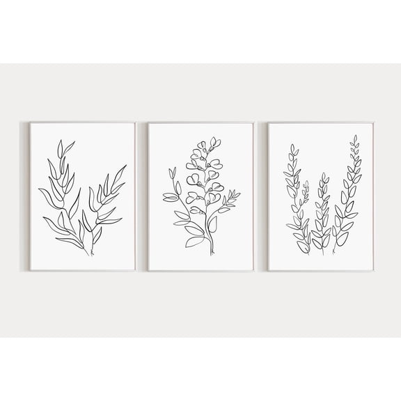 Botanical One Line Art Minimalist Plant Line Drawings Modern Nature Wall Decor Simple Floral, Poster Only
