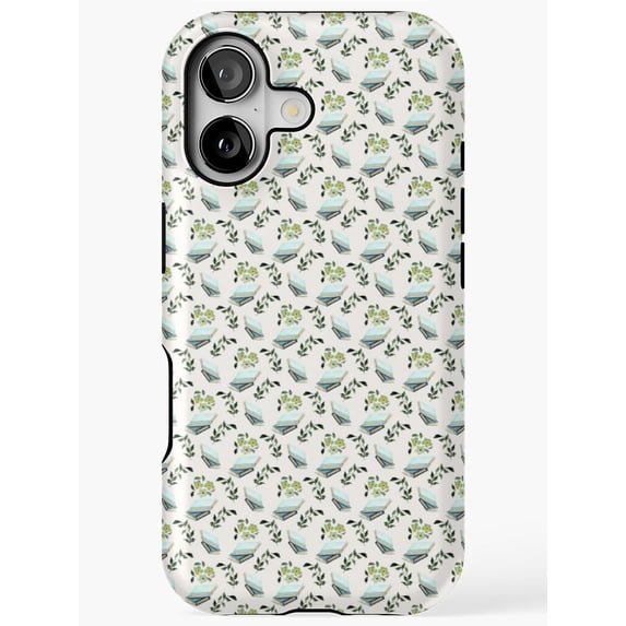 Botanical Open Books and Leafy Sprigs Tough iPhone Case, Polycarbonate ...
