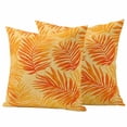 thumbnail image 1 of Botanical Orange Outdoor Waterproof Pillow Covers, Modernism Tropical Palm Leaf Decorative Square Throw Pillowcase Sofa Cushion Sham for Patio/Couch/Chair, 16"x16" 2 Pack, 1 of 8