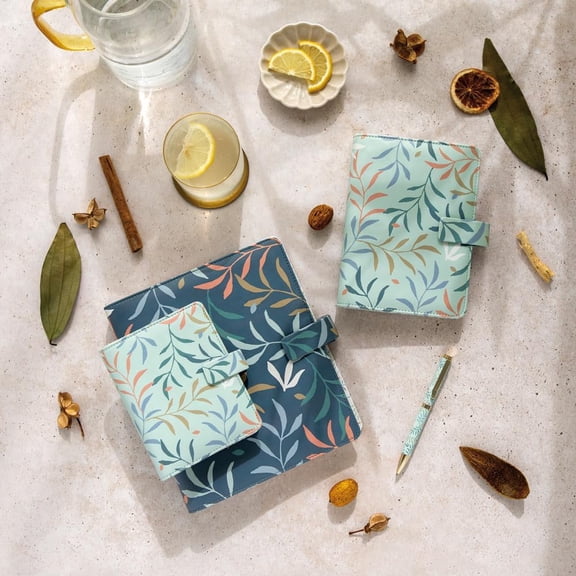 Botanical Organizer A5 Blue 2025 Week-to-View Diary with Leaf Design