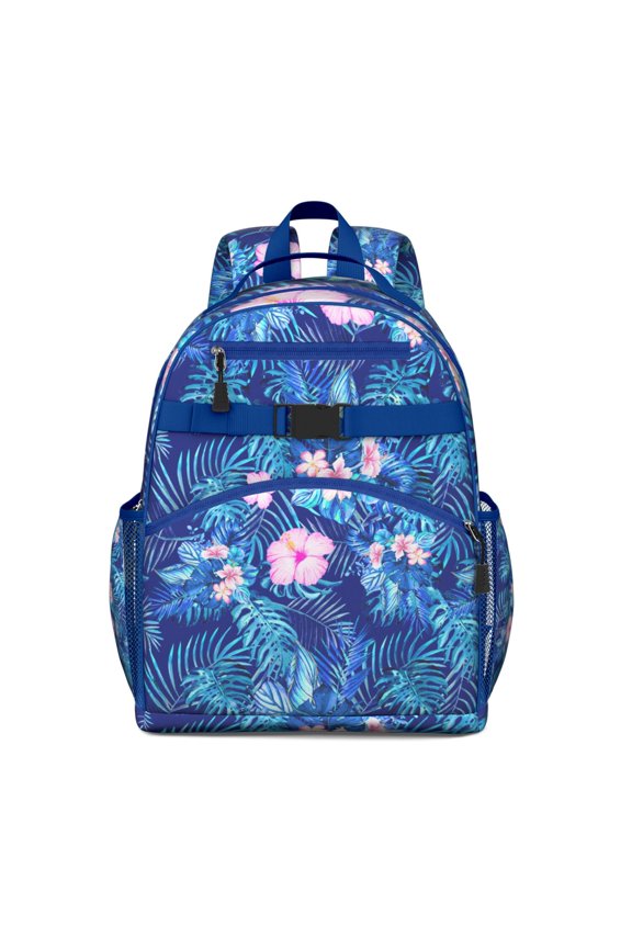 Botanical Palm Leaves Backpack - Breathable Padded Student Bag for Heavy Loads