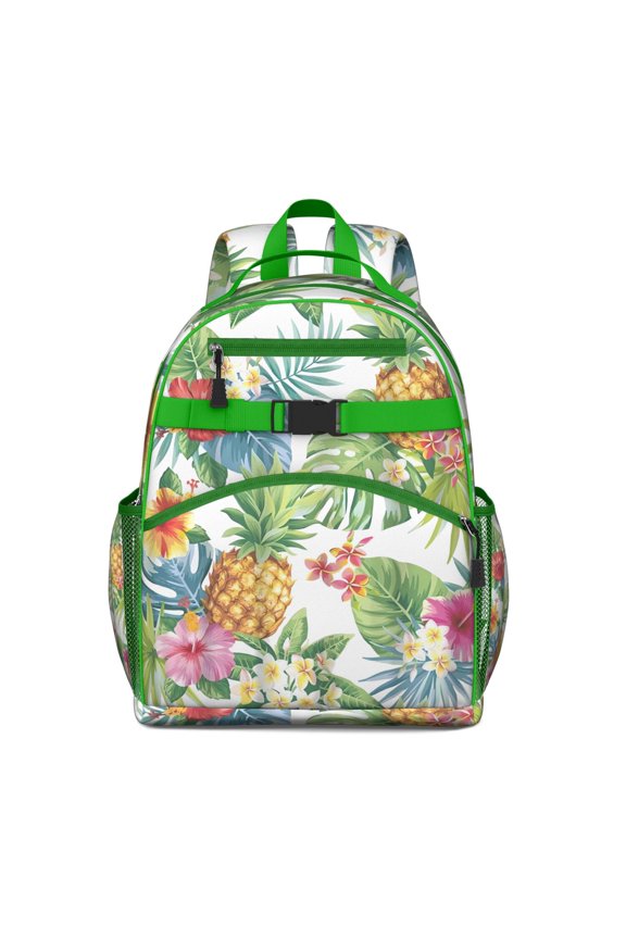 Botanical Palm Leaves Backpack - Breathable Padded Student Bag for Heavy Loads