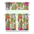 thumbnail image 1 of Botanical Paradise Hawaiian Kitchen Curtains Set 27.5x36in Polyester Valance and Tiers, Floral Leaves Window Curtains for Summer Home Kitchen Decor, 1 of 6