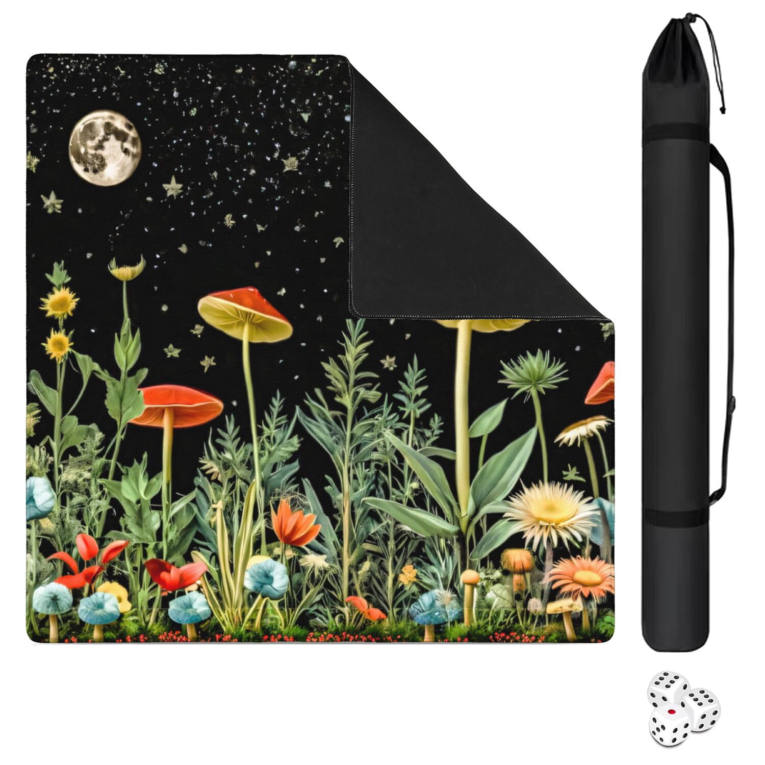 Botanical Pattern Mahjong Mat 31.5x31.5 Inches Crafted from Premium Rubber with Anti-Slip Grip Surface and Noise Dampening Features for Tiles Cards Games