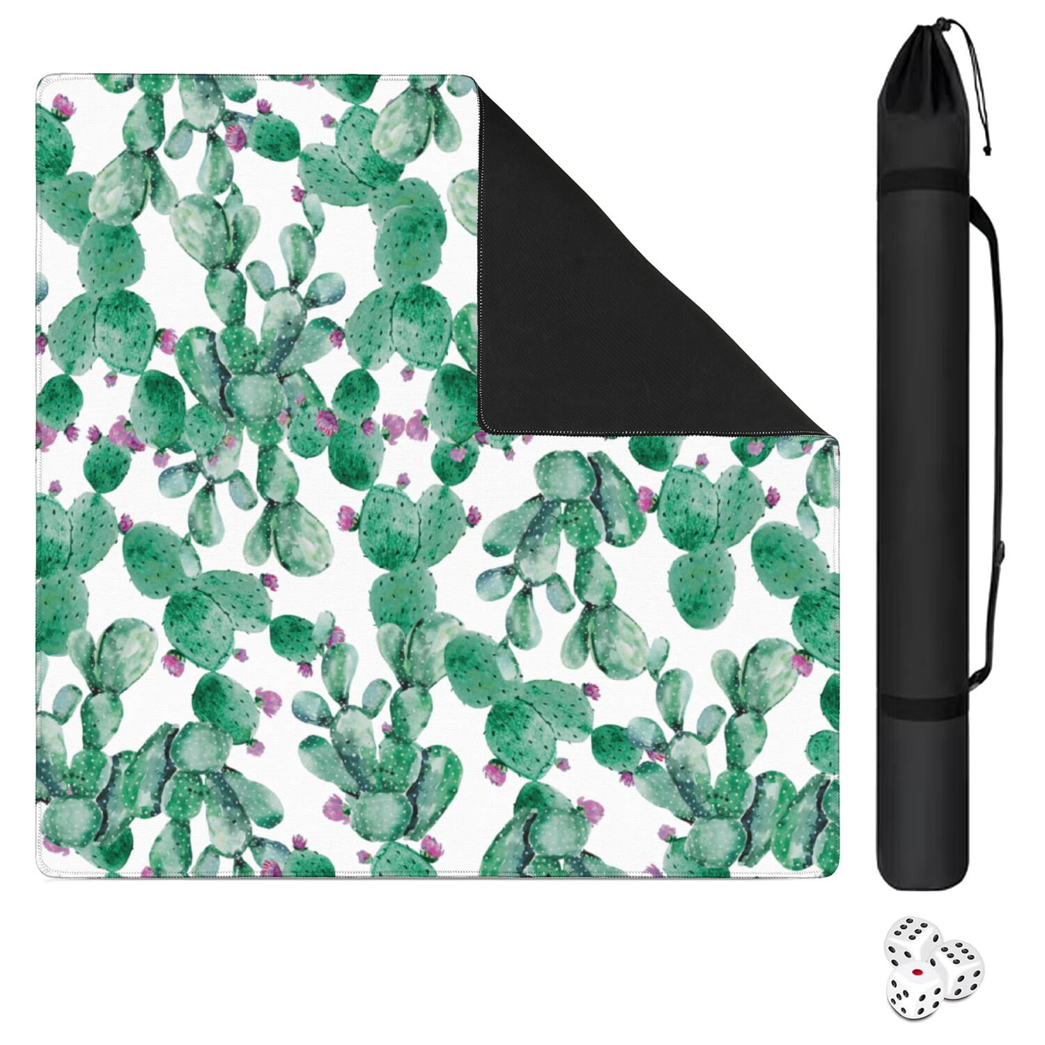 Botanical Pattern Mahjong Mat 31.5x31.5 Inches Crafted from Premium Rubber with Anti-Slip Grip Surface and Noise Dampening Features for Tiles Cards Games