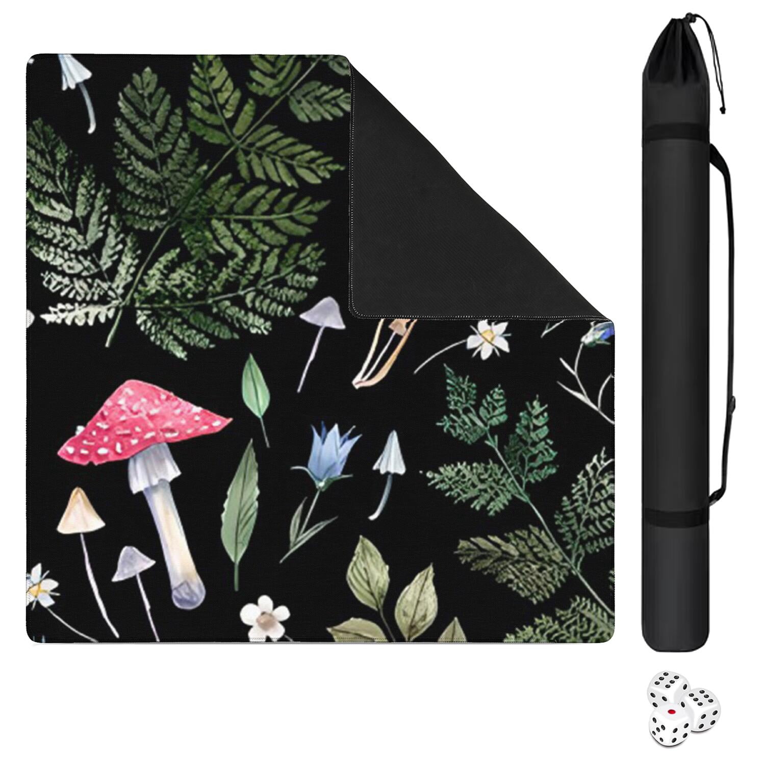 Botanical Pattern Mahjong Mat 31.5x31.5 Inches Crafted from Premium Rubber with Anti-Slip Grip Surface and Noise Dampening Features for Tiles Cards Games