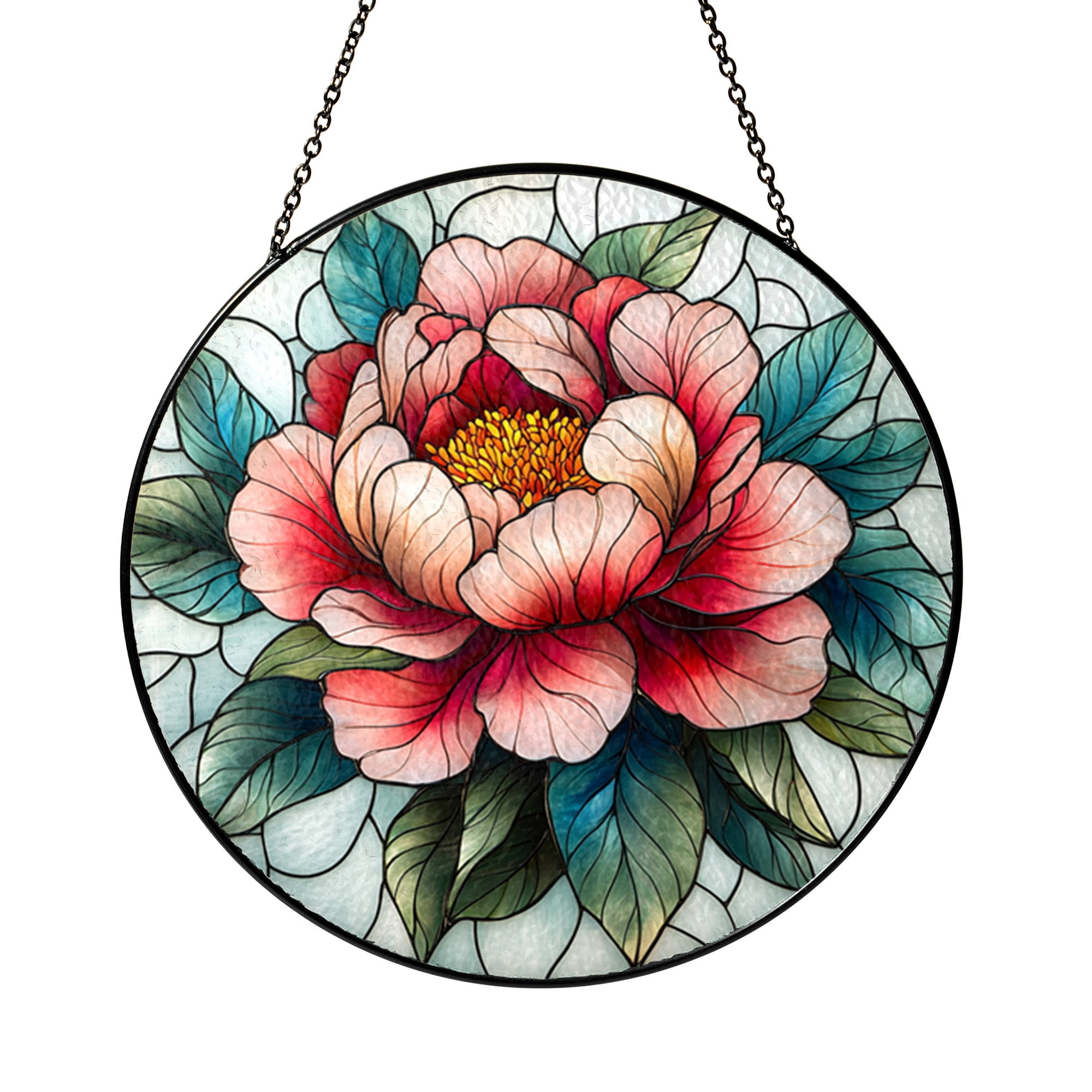 Window Drawing. Sign Botanical Peony Glass Style Window Art - Walmart.com