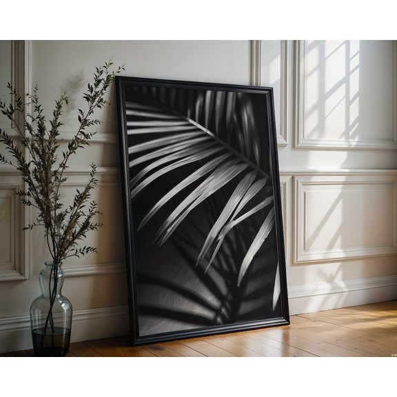 Botanical Photo Abstract Leaf Macro Photography Print Black & White Minimal