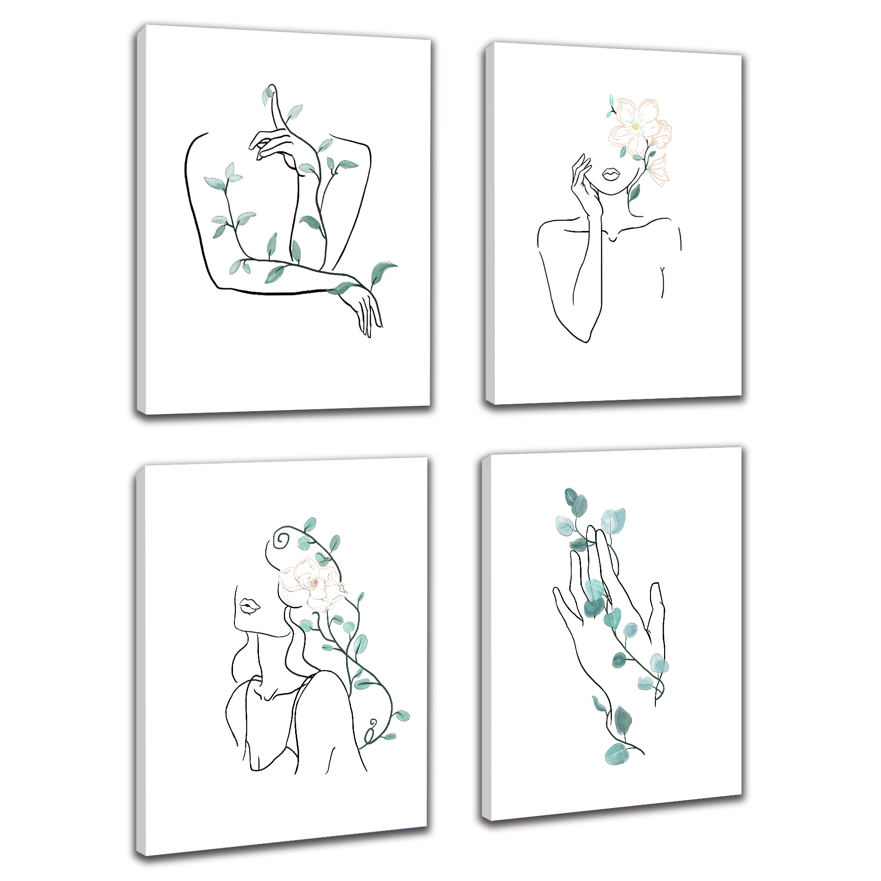 Botanical Plant Canvas Wall Art Boho Plant Wall Decor for Bedroom