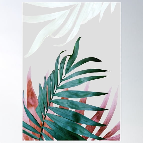 Botinical Ard Botanical Plant Leaves In Red And Green Poster Wall Art, Poster Only ...