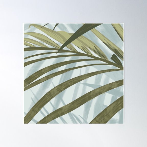 Botanical Plant Pattern - Dreamy Summer Leaf Design Poster Wall Art, Modern Wall Decor For Living Room Bedroom, 17x17 UNFRAMED