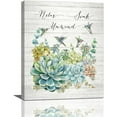 thumbnail image 1 of Botanical Plant Succulent Wall Art Country Farmhouse Hummingbird Canvas Prints Rustic Relax Birds Pictures Painting Framed Artwork Green Home Decor for Church Kitchen Bathroom Bedroom Dining Living, 1 of 1