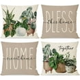 thumbnail image 1 of Botanical Plant Throw Pillow Covers 18x18 Inch Bless This Home Sweet Home Set of 4 Boho Spring Summer Outdoor Farmhouse Decorations Decorative Throw Pillows Cases for Home Couch Sofa Decor, 1 of 6