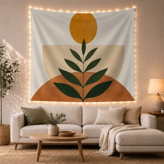 Botanical Plant Vertical with Stem Pointed Leaves, Nostalgic Vintage for Botanical Art Lovers, Wall Decor, Mother'S Day Gift, Tapestry Wall Hanging for Dorm and Living Room