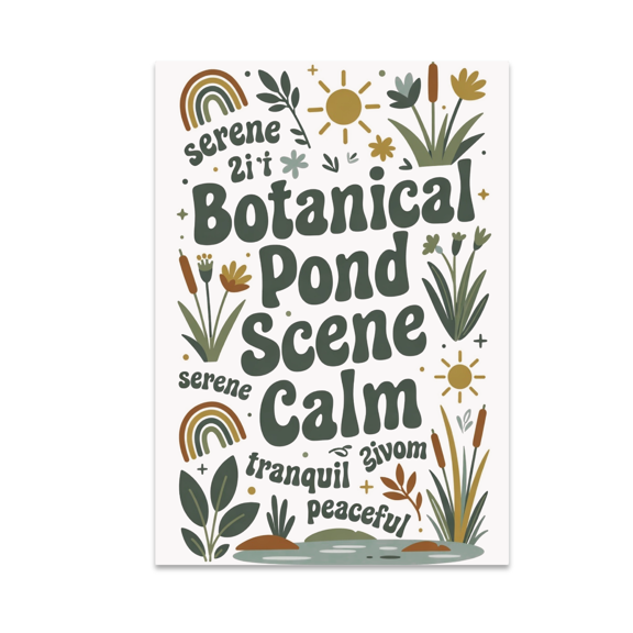 Botanical Pond Scene Calm Art - Home Decor Enthusiast - 13x19 Poster Print