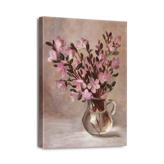 Botanical Pop Art 12X16Inch Framed Pink Flower Canvas Wall Art, Wildflower Painting, Abstract Floral Poster for Bedroom, Bathroom, Living Room Decor. Brighten Your Space with Colorful Pictures