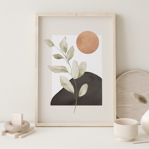 Botanical Poster Abstract Leaf Art, Geometric Wall Decor, 24x36 UNFRAMED