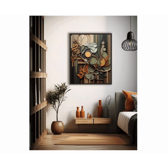 Botanical Poster Boho Woodlook Poster Room Decor Bedroom Art Earth Tones Poster Home Decor Neutral Colors Organic Elements Fine Art