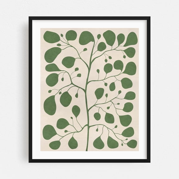 Botanical Poster – Fiddle Leaf Fig Illustration - Illustration Botanical Minimalist Nature Geometric Modern Art Pattern Floral Black Framed Wall Art Print 6 x 8 inches