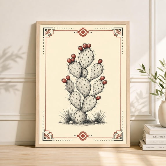 Pear Application Botanical Prickly Pear Cactus Minimalist Desert Plant Poster , Poster ...