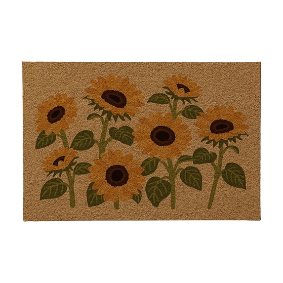 Botanical Print Faux Coir Doormat 24x16 Inch Outdoor Indoor Entryway Rug Dirt Trapping Non Slip Backing