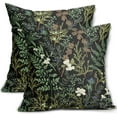 thumbnail image 1 of Botanical Print Floral Pillow Covers 16x16 Set of 2 Black Sage Green Spring Vintage Flower Plant Decorative Throw Pillow Cases Outdoor Farmhouse Decor for Sofa Couch Bed, 1 of 6