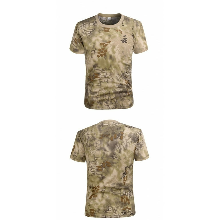 Camo T Shirt Botanical Print Short Sleeves Crew Neck Sizes Large 