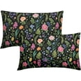 thumbnail image 1 of Botanical Print Vintage Floral Pillow Covers 12x20 Set of 2 Black Pink Blue Sage Green Flower Spring Plant Decorative Lumbar Throw Pillow Cases Outdoor Farmhouse Decor for Sofa Couch Bed, 1 of 6