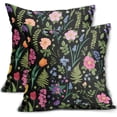 thumbnail image 1 of Botanical Print Vintage Floral Pillow Covers 16x16 Set of 2 Black Pink Blue Sage Green Flower Spring Plant Decorative Throw Pillow Cases Outdoor Farmhouse Decor for Sofa Couch Bed, 1 of 6